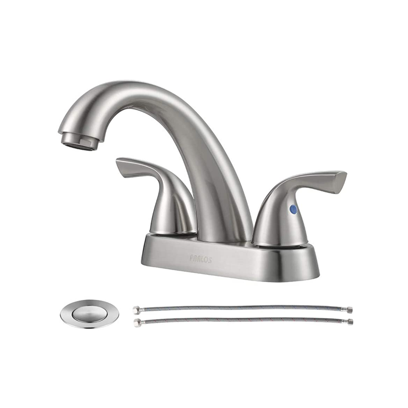 Fırçalanmış nikel iki kulplu modern stil 4 "lavabo musluğu"