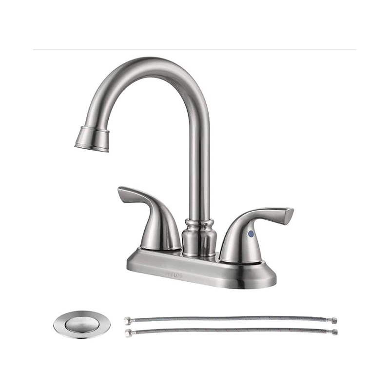 Fırçalanmış nikel iki kulplu modern stil 4 "lavabo musluğu"